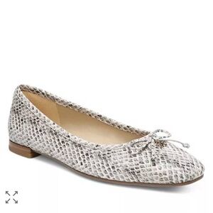 Sam Edelman Jillie Snake/Python Square Toe Ballet Flat, Grey, Size 7.5